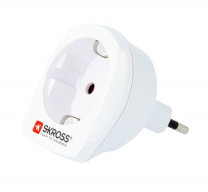 SKROSS hálózati csatlakozó adapter (240V, EU2 pin - IT, földelt, utazótöltő) FEHÉR (1.500212-E)