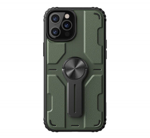 NILLKIN MEDLEY defender műanyag telefonvédő (közepesen ütésálló, szilikon belső, kitámasztó, mágneses) SÖTÉTZÖLD [Apple iPhone 12 Pro Max]