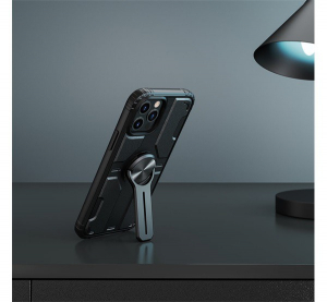 NILLKIN MEDLEY defender műanyag telefonvédő (közepesen ütésálló, szilikon belső, kitámasztó, mágneses) SÖTÉTZÖLD [Apple iPhone 12 Pro Max]