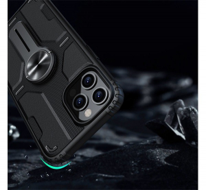NILLKIN MEDLEY defender műanyag telefonvédő (közepesen ütésálló, szilikon belső, kitámasztó, mágneses) SÖTÉTZÖLD [Apple iPhone 12 Pro Max]