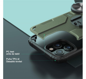 NILLKIN MEDLEY defender műanyag telefonvédő (közepesen ütésálló, szilikon belső, kitámasztó, mágneses) SÖTÉTZÖLD [Apple iPhone 12 Pro Max]