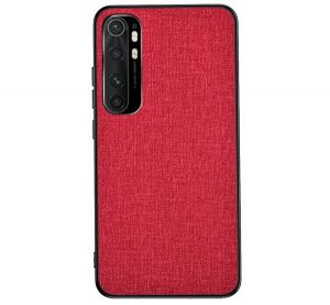 Műanyag telefonvédő (közepesen ütésálló, szilikon keret, textil hátlap) PIROS [Xiaomi Mi Note 10 Lite]