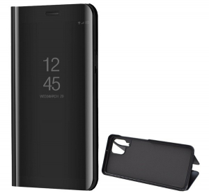 Tok álló (aktív FLIP, oldalra nyíló, asztali tartó funkció, tükrös felület, Mirror View Case) FEKETE [Samsung Galaxy M22 (SM-M225F)]