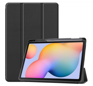 Tok &aacute;ll&oacute;, bőr hat&aacute;s&uacute; (akt&iacute;v FLIP, oldalra ny&iacute;l&oacute;, TRIFOLD asztali tart&oacute; funkci&oacute;, S Pen tart&oacute;) FEKETE [Samsung Galaxy Tab S6 Lite 10.4 LTE (SM-P619) 202