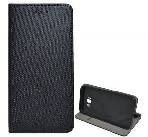 Tok &aacute;ll&oacute;, bőr hat&aacute;s&uacute; (FLIP, oldalra ny&iacute;l&oacute;, asztali tart&oacute; funkci&oacute;, rombusz minta) FEKETE [Samsung Galaxy A5 (2017) SM-A520F]