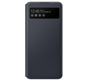SAMSUNG tok álló (aktív FLIP, oldalra nyíló, hívószámkijelzés, Smart View Cover) FEKETE [Samsung Galaxy A42 5G (SM-A425F)]