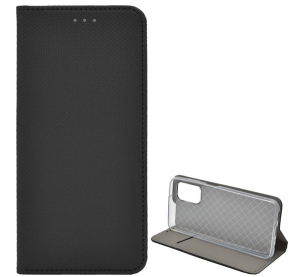 Tok álló, bőr hatású (FLIP, oldalra nyíló, asztali tartó funkció, rombusz minta) FEKETE [Samsung Galaxy A13 4G (SM-A135F / A137F)]