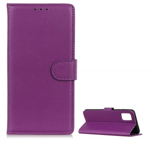 Tok álló, bőr hatású (FLIP, oldalra nyíló, asztali tartó funkció, prémium) LILA [Xiaomi Redmi 9T]