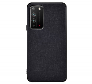 Műanyag telefonvédő (közepesen ütésálló, szilikon keret, textil hátlap) FEKETE [Honor X10 5G]