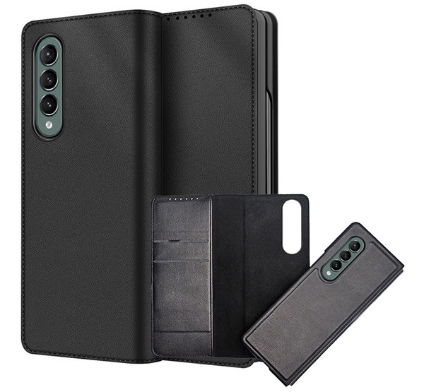 Tok álló, bőr 2in1 (FLIP, oldalra nyíló, bankkártya tartó, mágneses, asztali tartó funkció) FEKETE [Samsung Galaxy Z Fold3 5G (SM-F926)]