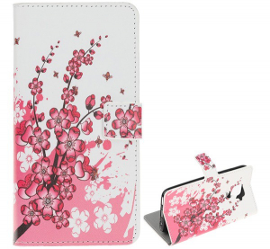 Tok &aacute;ll&oacute;, bőr hat&aacute;s&uacute; (FLIP, oldalra ny&iacute;l&oacute;, asztali tart&oacute; funkci&oacute;, vir&aacute;g minta) FEH&Eacute;R [Huawei Mate 30 Lite (Nova 5i Pro)]