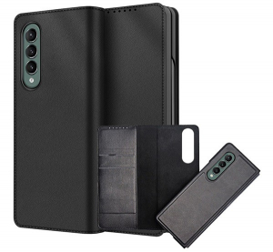 Tok álló, bőr 2in1 (FLIP, oldalra nyíló, bankkártya tartó, mágneses, asztali tartó funkció) FEKETE [Samsung Galaxy Z Fold3 5G (SM-F926)]