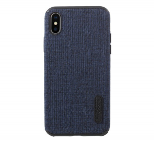 Szilikon telefonvédő (textil bevonat) SÖTÉTKÉK [Apple iPhone XS 5.8]