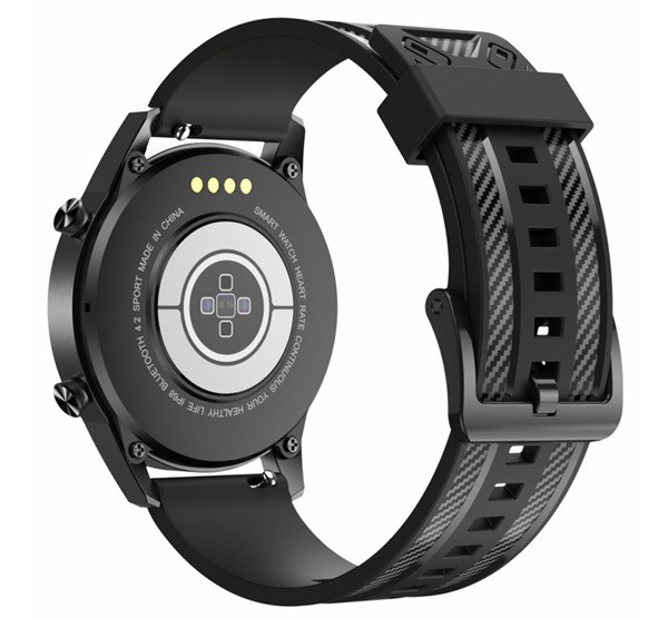 Pótszíj (univerzális, 22 mm, szilikon, állítható, karbon minta) FEKETE [Honor Watch GS 3]