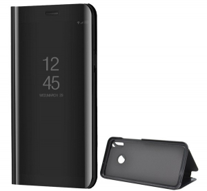 Tok álló (aktív FLIP, oldalra nyíló, asztali tartó funkció, tükrös felület, Mirror View Case) FEKETE [Honor 8X (Huawei View 10 Lite) ]