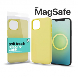 Xpro Soft Touch Silicone Apple iPhone 13 Pro MagSafe rögzítésű tok halvány citromsárga (126589)