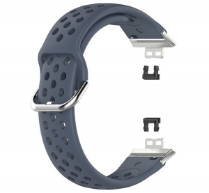 Pótszíj (szilikon, lyukacsos, légáteresztő, 20 mm) SZÜRKE [Huawei Watch Fit]