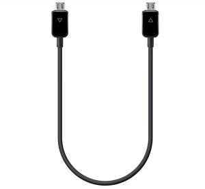 SAMSUNG adatk&aacute;bel &eacute;s t&ouml;ltő (microUSB - microUSB, t&ouml;lt&eacute;s megoszt&oacute; funkci&oacute;, 30cm) FEKETE (EP-SG900UBEG)