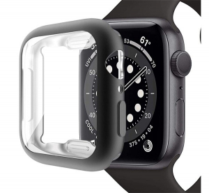 Szilikon keret (ütésálló) FEKETE [Apple Watch Series 7 45mm]