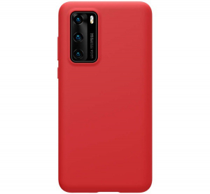 NILLKIN FLEX PURE szilikon telefonvédő (ultravékony, környezetbarát, mikrofiber plüss belső, matt) PIROS [Huawei P40]