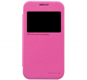 NILLKIN SPARKLE műanyag telefonvédő (mikroszálas bőr FLIP, oldalra nyíló, hívószámkijelzés, S-View Cover) RÓZSASZÍN [Samsung Galaxy Core Prime LTE (SM