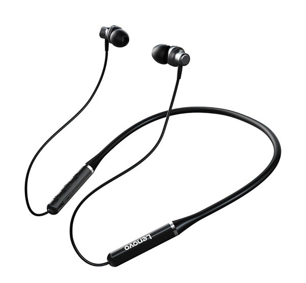 LENOVO HE05 bluetooth fülhallgató SZTEREO (V5.0, nyakba akasztható, cseppálló, mikrofon, zajszűrő, SPORT) FEKETE (HE05_B)