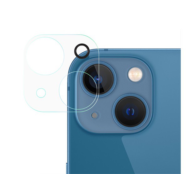 Kameravédő üveg (2.5D lekerekített szél, karcálló, 9H) ÁTLÁTSZÓ [Apple iPhone 13 mini]