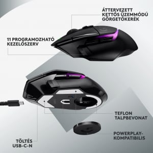 Logitech G502 X Plus Gamer egér játékhoz fekete RGB (910-006162 / 910-006163)