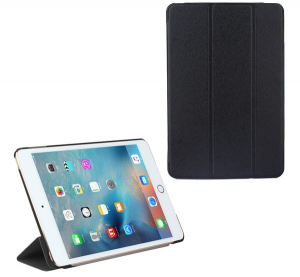 Tok &aacute;ll&oacute;, bőr hat&aacute;s&uacute; (akt&iacute;v FLIP, oldalra ny&iacute;l&oacute;, TRIFOLD asztali tart&oacute; funkci&oacute;, textil minta) FEKETE [Apple IPAD 9.7 (2018)]