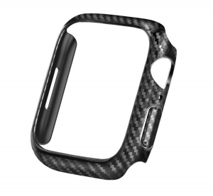 Műanyag keret (BUMPER, ütésálló, karbon minta) FEKETE [Apple Watch Series 7 45mm]