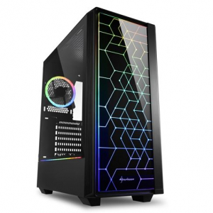 Sharkoon RGB LIT 100 táp nélküli ablakos ház fekete (4044951028153)