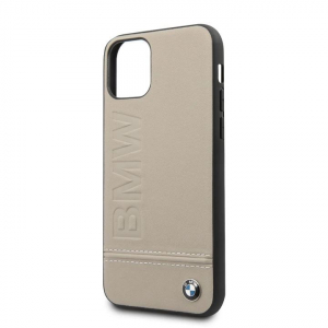 BMW Logo Imprint iPhone 11 Pro kemény tok bézs (BMHCN58LLST)