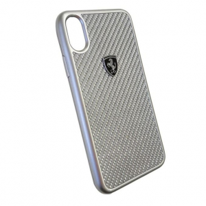 Ferrari Heritage iPhone X/XS valódi karbon tok ezüst  (FEHCAHCPXSI)