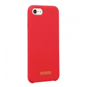 Guess iPhone 8 Plus szilikon tok piros, arany logóval (GUHCI8LLSGLRE)