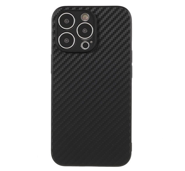 Szilikon telefonvédő (karbon minta) FEKETE [Apple iPhone 13 Pro Max]