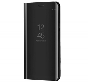 Tok álló (aktív FLIP, oldalra nyíló, asztali tartó funkció, tükrös felület, Mirror View Case) FEKETE [Samsung Galaxy A22 5G (SM-A226)]