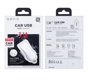 JOYROOM autós töltő 2 USB aljzat (5V / 3100mA, gyorstöltés támogatás + microUSB kábel) FEHÉR (C-M216_MICRO_W)