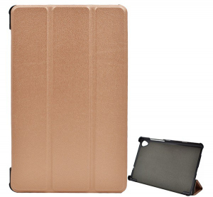 Tok álló, bőr hatású (FLIP, oldalra nyíló, TRIFOLD asztali tartó funkció) ROZÉARANY [Lenovo Tab M8 (TB-8505X) LTE]
