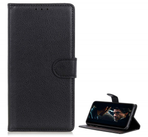 Tok &aacute;ll&oacute;, bőr hat&aacute;s&uacute; (FLIP, oldalra ny&iacute;l&oacute;, asztali tart&oacute; funkci&oacute;, pr&eacute;mium) FEKETE [Samsung Galaxy M01 (SM-M015F)]