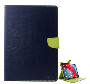 MERCURY Goospery Fancy tok álló, bőr hatású (FLIP, oldalra nyíló, asztali tartó funkció, textil minta) SÖTÉTKÉK [Apple IPAD Pro 11 (2018)]
