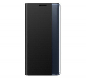 Tok álló, textil hatású (aktív FLIP, oldalra nyíló, asztali tartó funkció, Smart View Cover) FEKETE [Samsung Galaxy A53 (SM-A536) 5G]