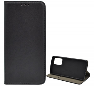 Tok &aacute;ll&oacute;, bőr hat&aacute;s&uacute; (FLIP, oldalra ny&iacute;l&oacute;, asztali tart&oacute; funkci&oacute;) FEKETE [Samsung Galaxy A52s 5G (SM-A528)]
