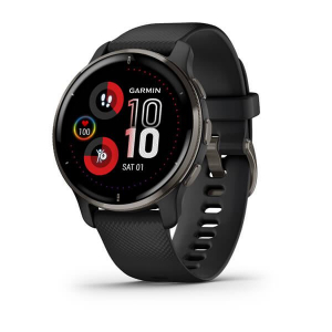 Garmin Venu 2 Plus fekete kerettel, és fekete szilikon szíjjal (010-02496-11)
