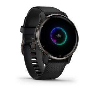 Garmin Venu 2 Plus fekete kerettel, és fekete szilikon szíjjal (010-02496-11)