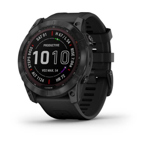 Garmin Fenix 7X Sapphire Solar okosóra fekete DLC titánium, fekete színű szilikon szíjjal (010-02541-23)