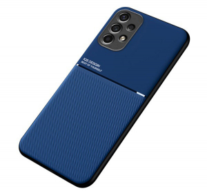 Műanyag telefonv&eacute;dő (szilikon keret, k&ouml;zepesen &uuml;t&eacute;s&aacute;ll&oacute;, be&eacute;p&iacute;tett f&eacute;mlemez, bőr hat&aacute;s&uacute; h&aacute;tlap, cs&iacute;kos minta) S&Ouml;T&Eacute;TK&Eacute;K [Samsung Galaxy A13 4G (SM-A135