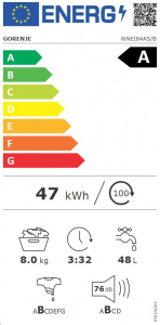 Gorenje WNEI84AS/B elöltöltős mosógép fekete