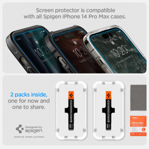Spigen EZ FIT GLAS.tR Apple iPhone 14 Pro Max kijelzővédő 2db (AGL05202)