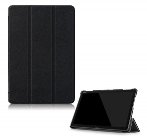 Tok &aacute;ll&oacute;, bőr hat&aacute;s&uacute; (akt&iacute;v FLIP, oldalra ny&iacute;l&oacute;, TRIFOLD asztali tart&oacute; funkci&oacute;) FEKETE [Huawei Mediapad M5 10.1 Lite WIFI]