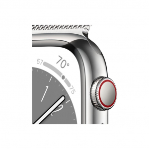 Apple Watch Series 8 GPS + Cellular 45mm ezüstszínű rozsdamentesacél tok, ezüstszínű milánói szíj (MNKJ3CM/A)